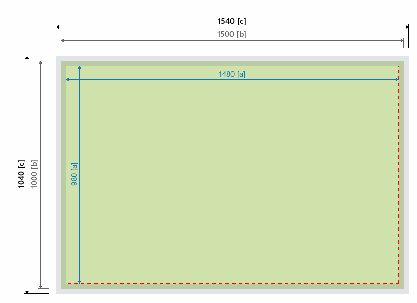Grafikmasse f&uuml;r 162091 Messewand "BigFrame Lightbox" :