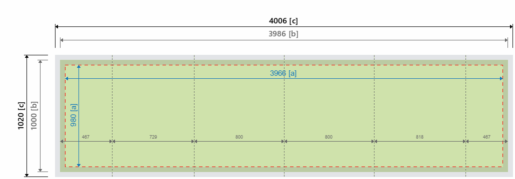 Grafikmasse f&uuml;r 513610 Modulare Messetheke "MM gerade" :