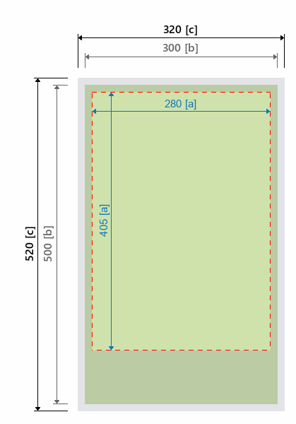 Grafikmasse f&uuml;r 140201 Plattenhalter "New Wedge" bedruckte Platte:PVC 3mm 30 x 50 cm