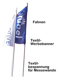 Digitaldruck und UV-Druck für Fahnen und Messewände
